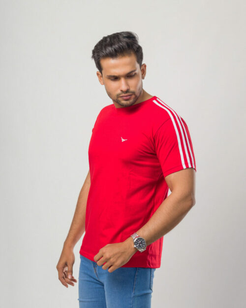 Stripes Red Cotton T Shirt