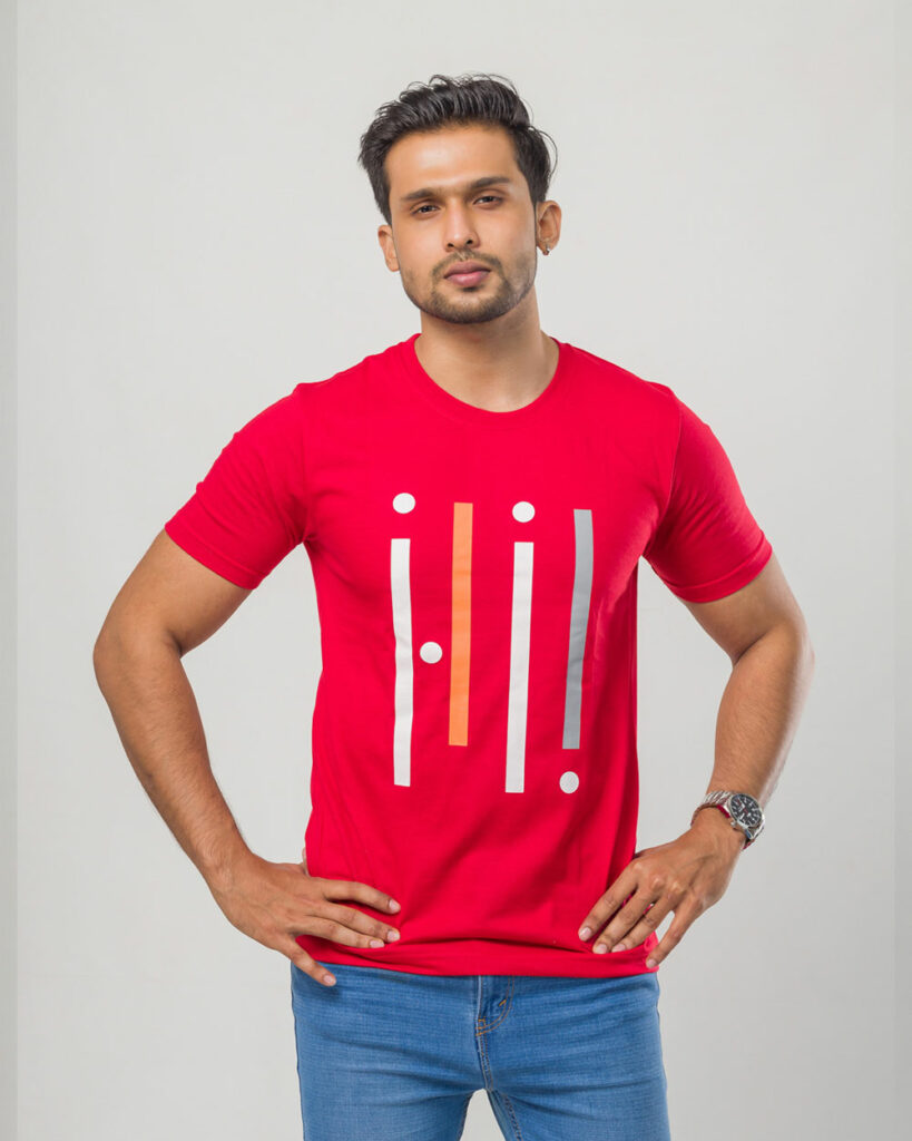 Stripes Printed Red Cotton T Shirt » Origins Wear | New Printed Tshirt ...