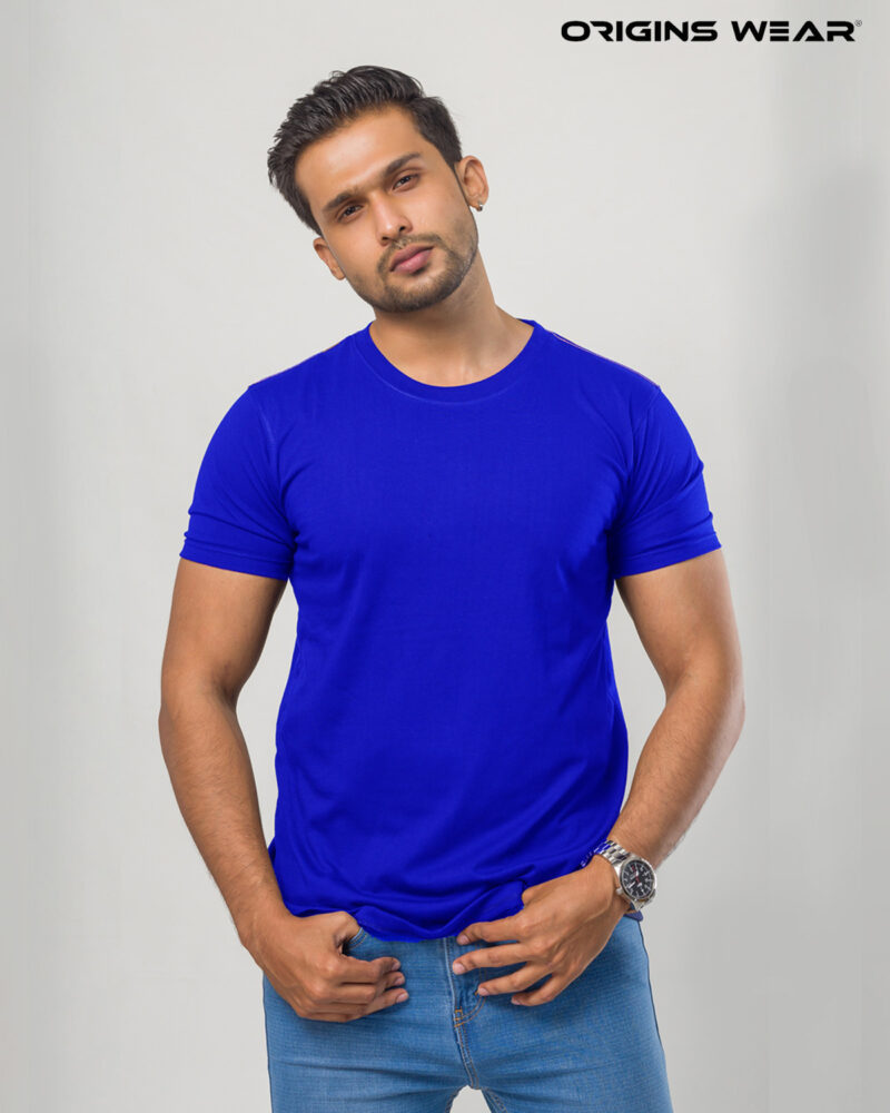 Royal Blue Cotton Unisex Crew neck T-shirt