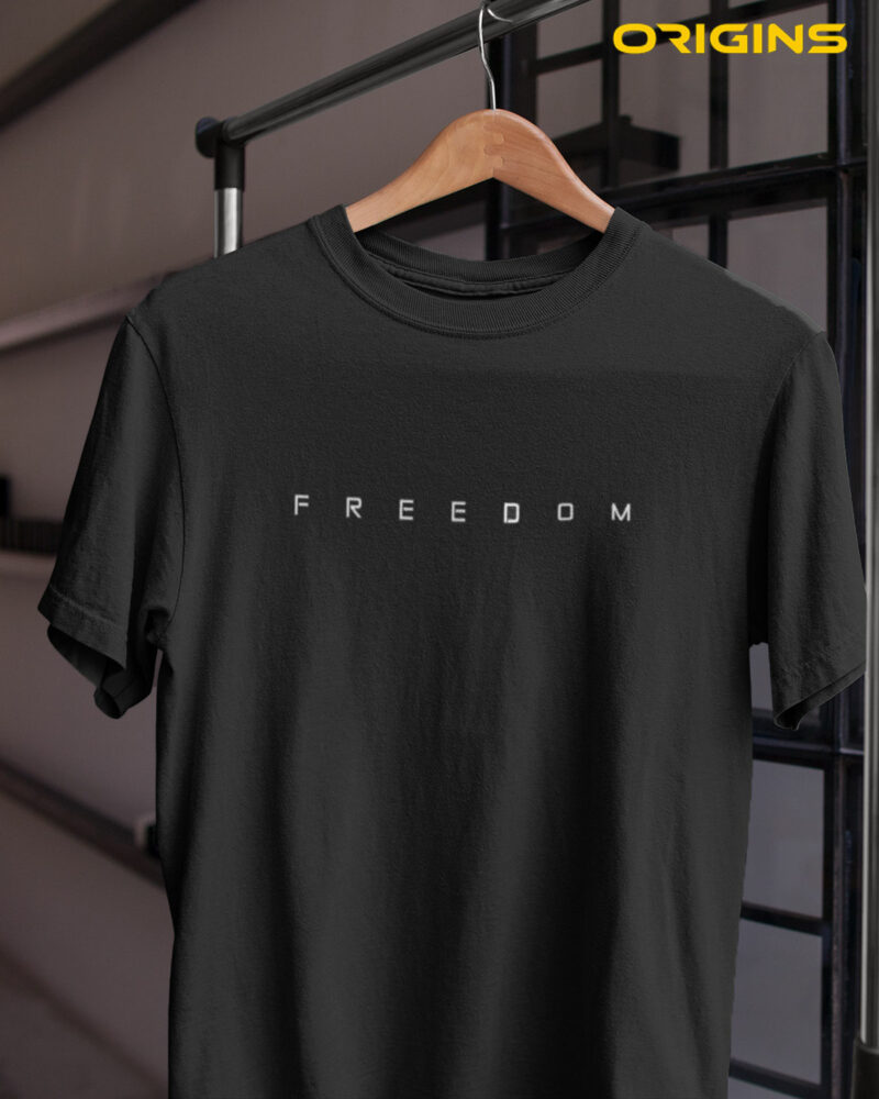 FREEDOM Black Cotton T-Shirt Unisex - XXXL