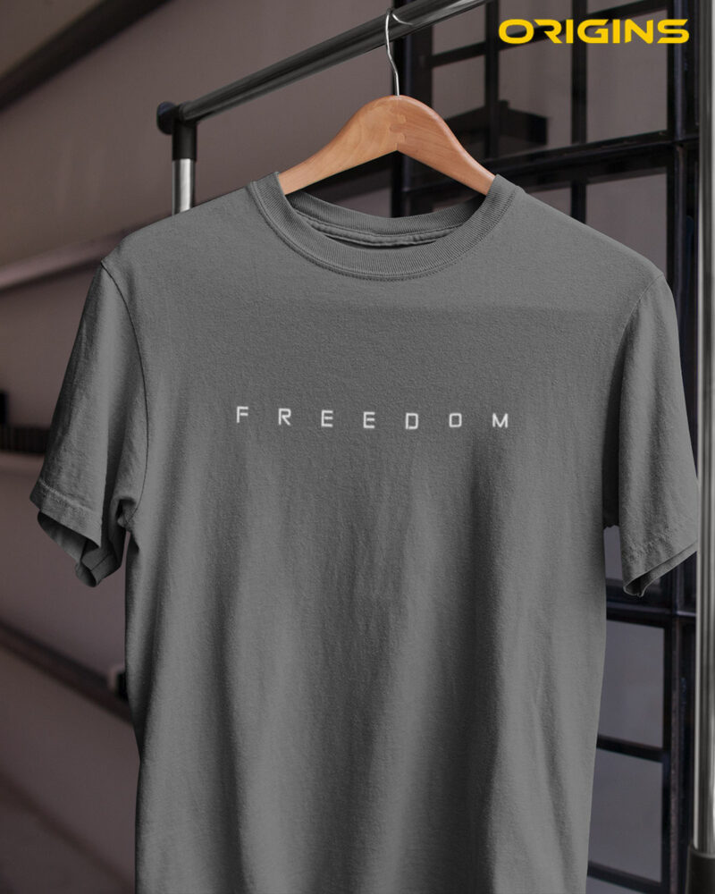 FREEDOM Charcoal Gray Cotton T-Shirt Unisex