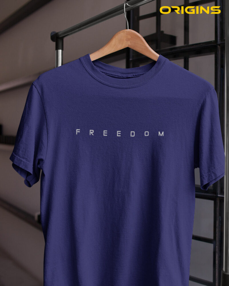 FREEDOM Navy Blue Cotton T-Shirt Unisex