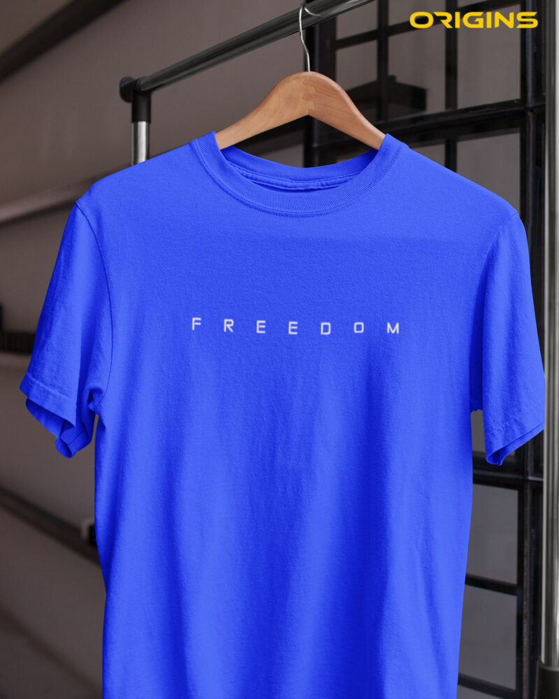 FREEDOM Royal Blue Cotton T-Shirt Unisex
