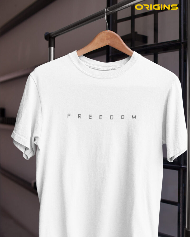 FREEDOM Pure White Cotton T-Shirt Unisex