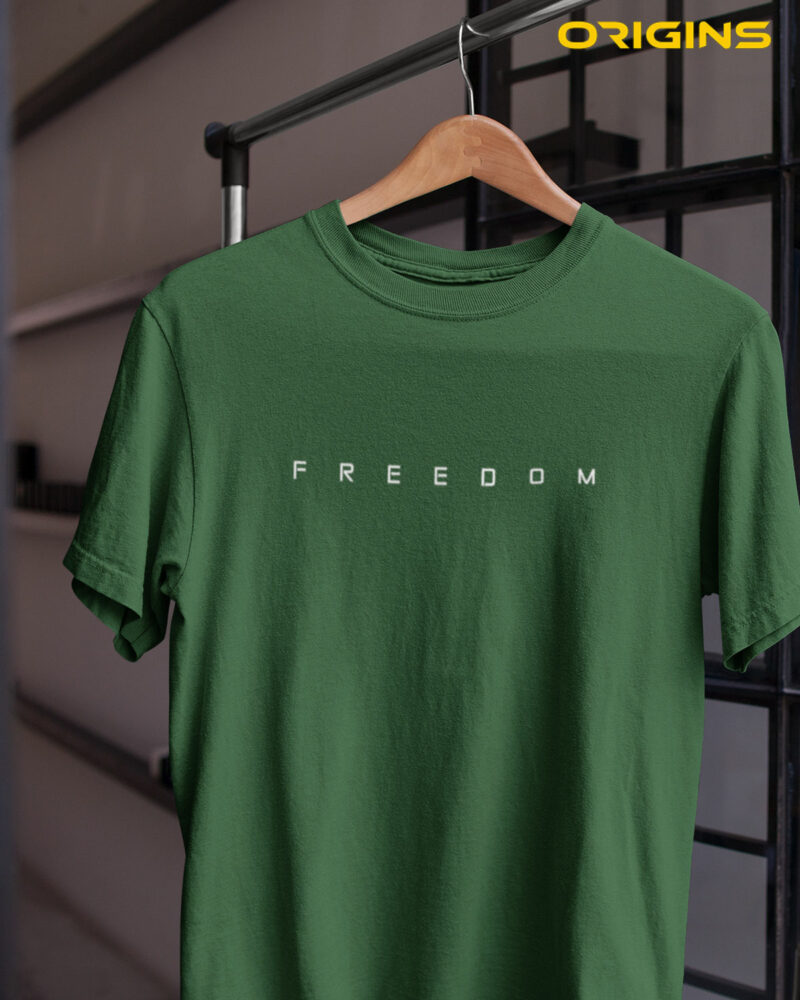 FREEDOM Army Green Cotton T-Shirt Unisex
