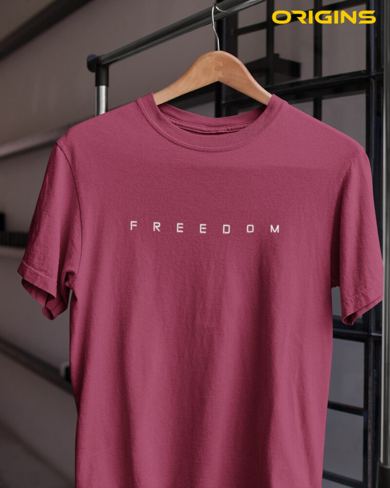FREEDOM Maroon Cotton T-Shirt Unisex