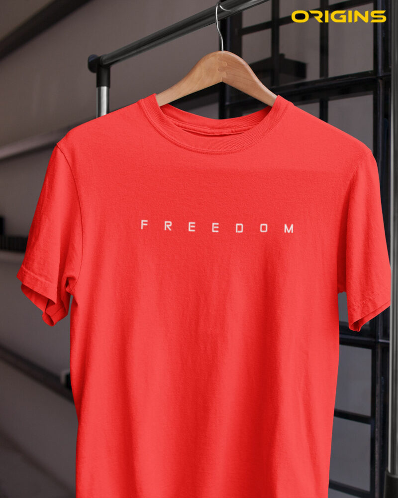 FREEDOM Red Cotton T-Shirt Unisex