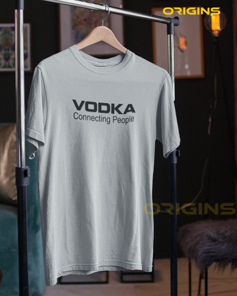 VODKA Light Gray Marl Cotton T-shirt Unisex