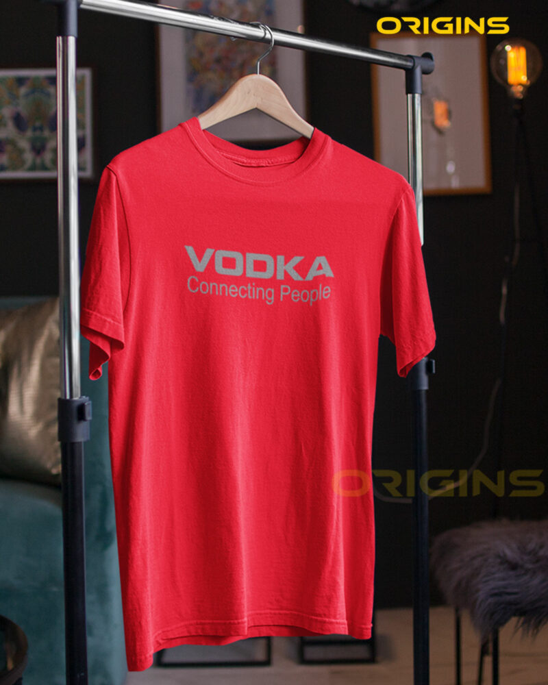 VODKA  Scarled Red Cotton T-Shirt Unisex