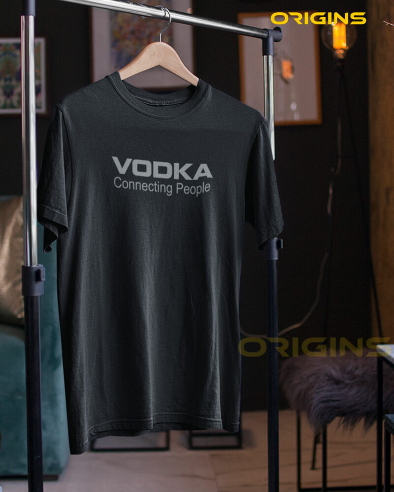 VODKA Black Cotton T-Shirt Unisex