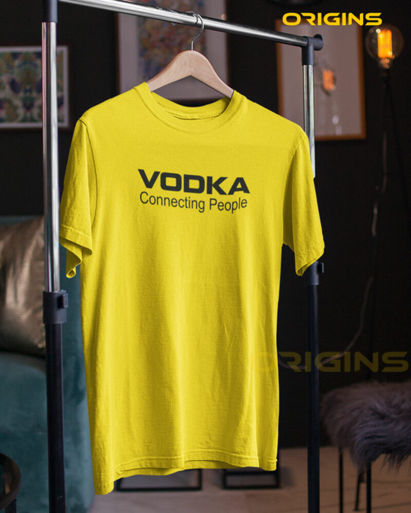 VODKA  Yellow Cotton T-Shirt Unisex