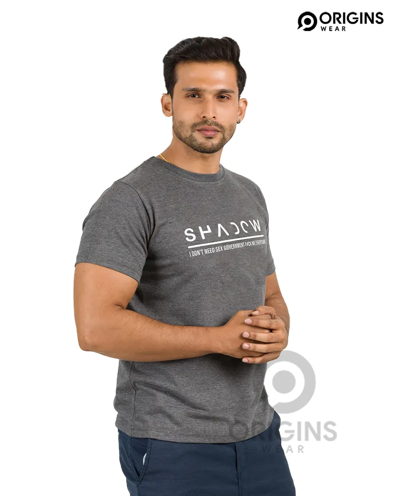 SHADOW Letter Printed Charcoal Gray Colour Cotton T-Shirt