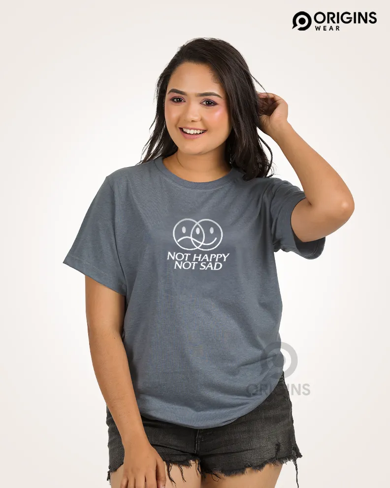 HappySad Mood Printed Charcoal Gray Colour Cotton T-Shirt
