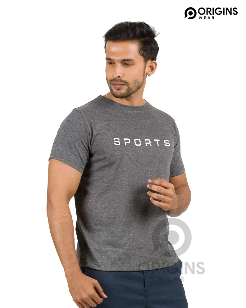 SPORTS Charcoal Gray Colour Premium Cotton T-Shirt