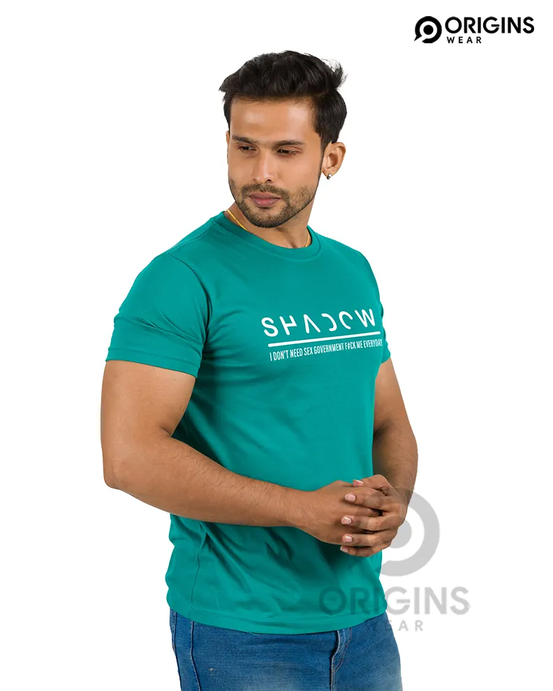 SHADOW Letter Printed Damro Green Colour Cotton T-Shirt
