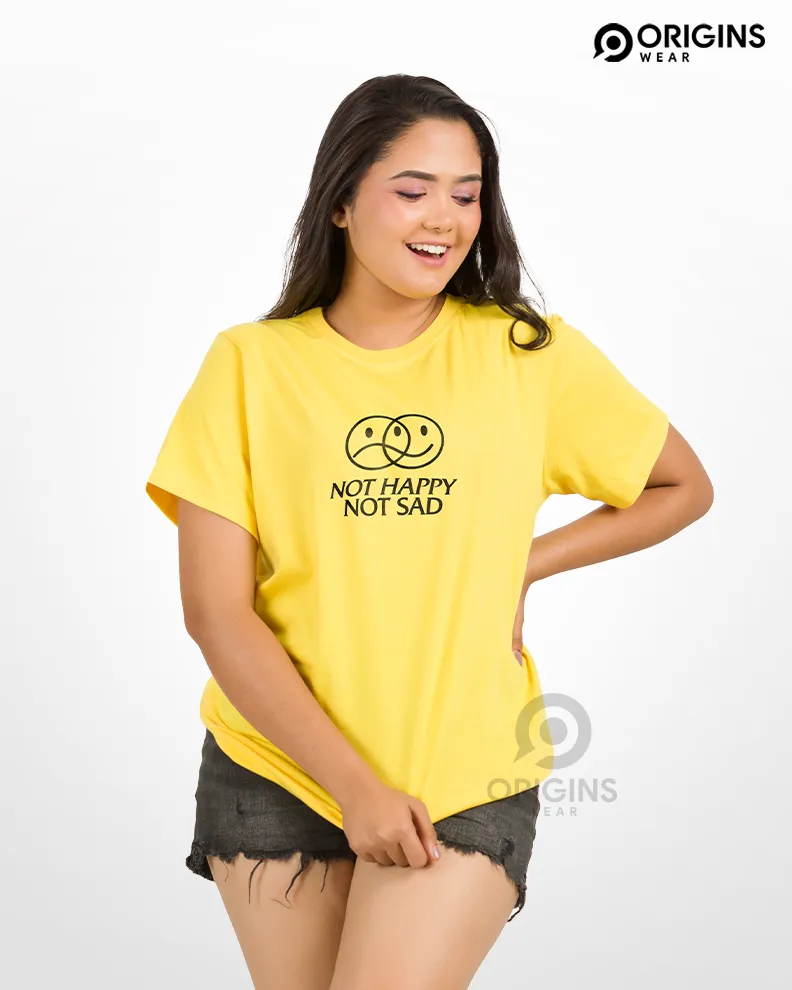HappySad Mood Printed Lemon Yellow Colour Cotton T-Shirt