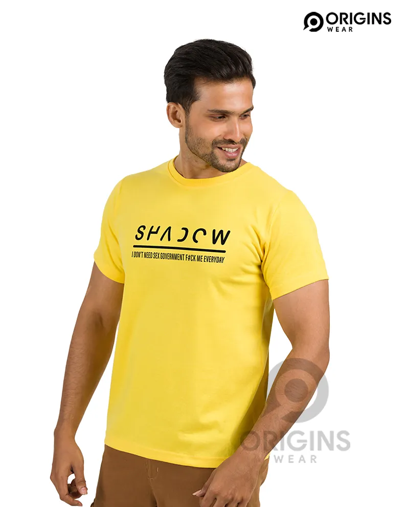 SHADOW Letter Printed Lemon Yellow Colour Cotton T-Shirt