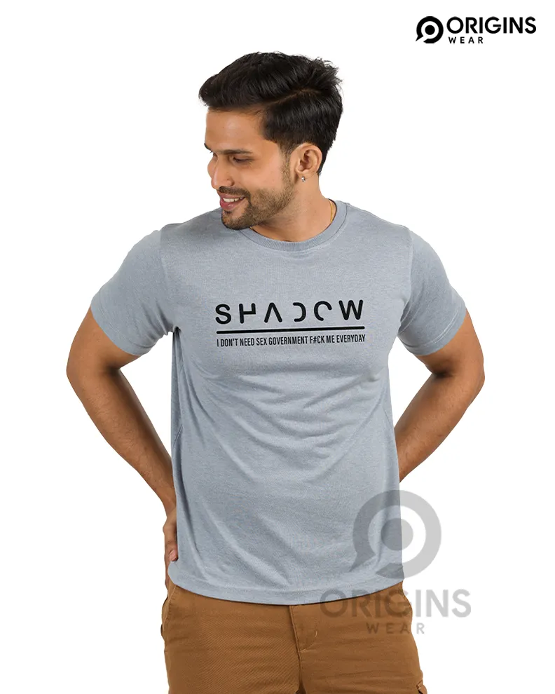 SHADOW Letter Printed Light Ash Colour Cotton T-Shirt