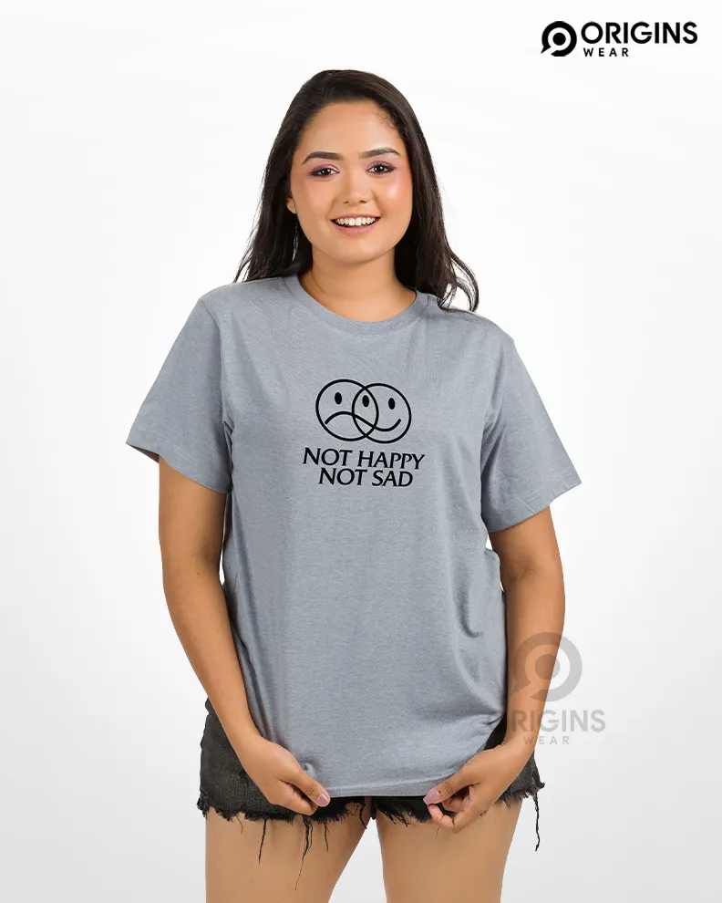 HappySad Mood Printed Light Ash Colour Cotton T-Shirt