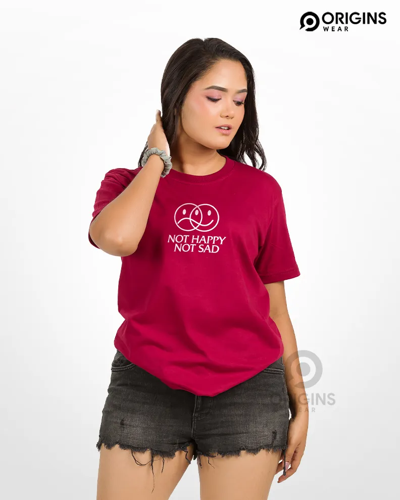 HappySad Mood Printed Maroon Colour Cotton T-Shirt