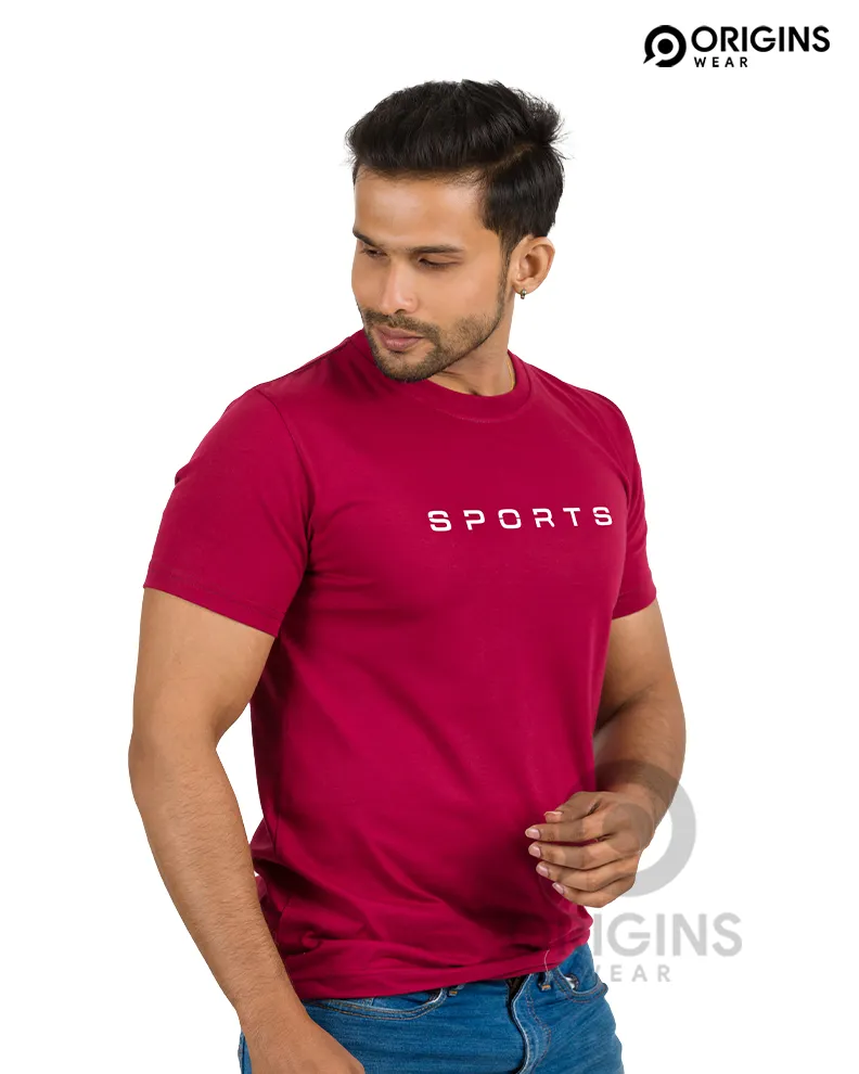 SPORTS Maroon Colour Premium Cotton T-Shirt