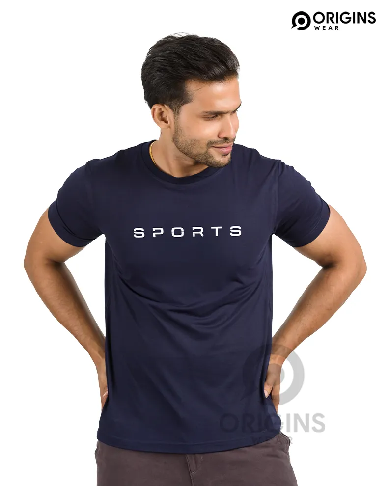 SPORTS Navy Blue Colour Premium Cotton T-Shirt