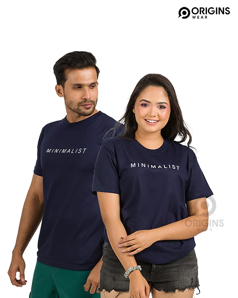 MINIMALIST Letter Printed Navy Blue Colour Cotton T-Shirt