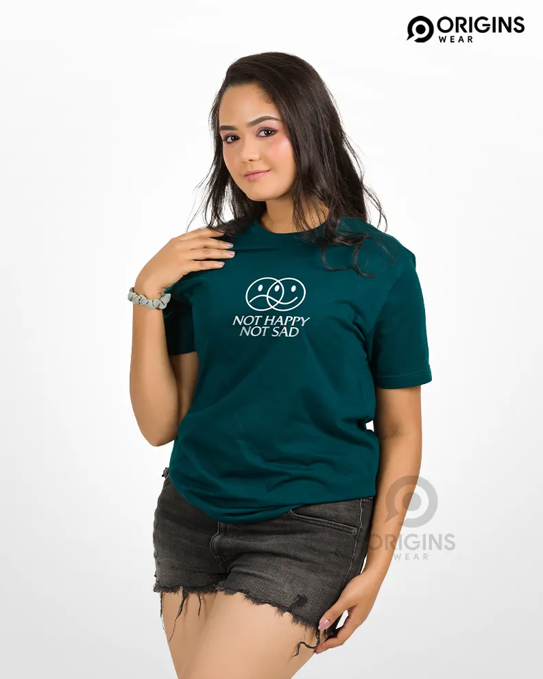 HappySad Mood Printed Pine Green Colour Cotton T-Shirt