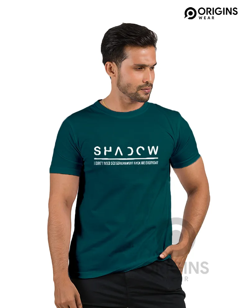 SHADOW Letter Printed Pine Green Colour Cotton T-Shirt