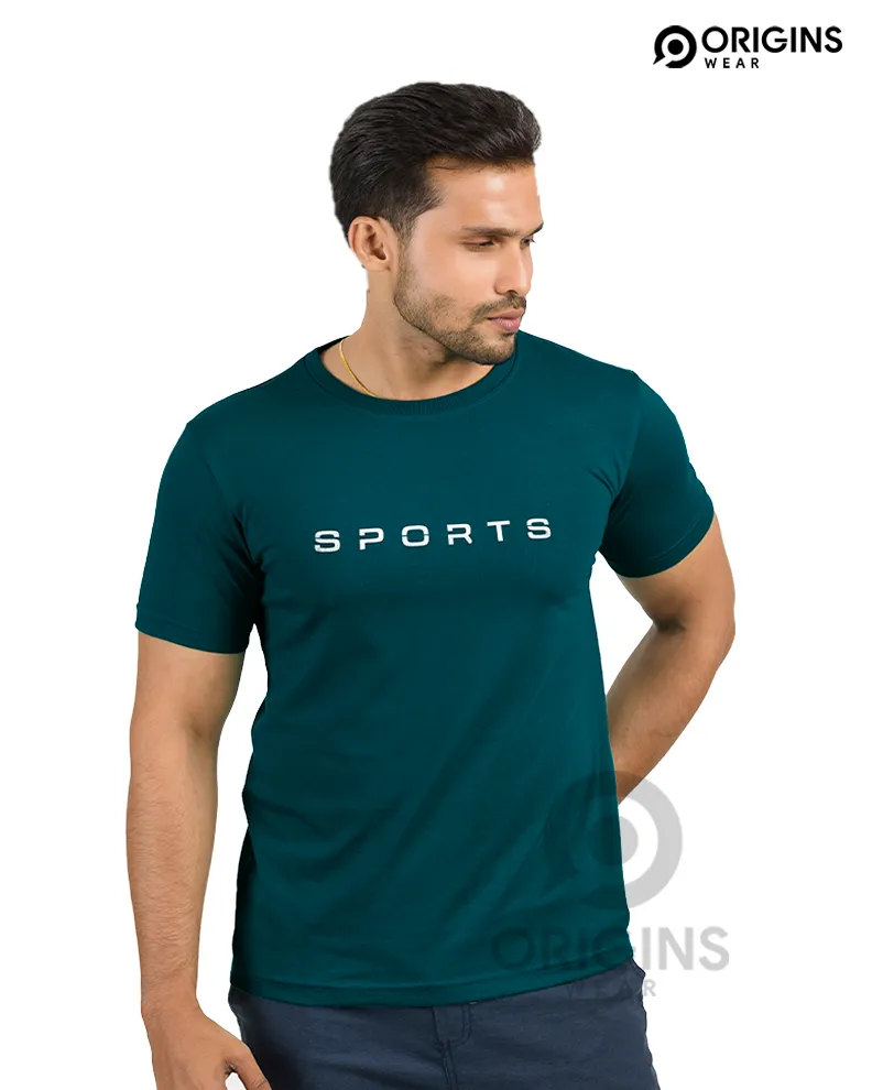 SPORTS Pine Green Colour Premium Cotton T-Shirt