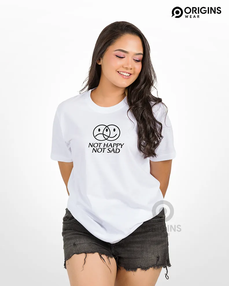 HappySad Mood Printed Pure White Colour Cotton T-Shirt