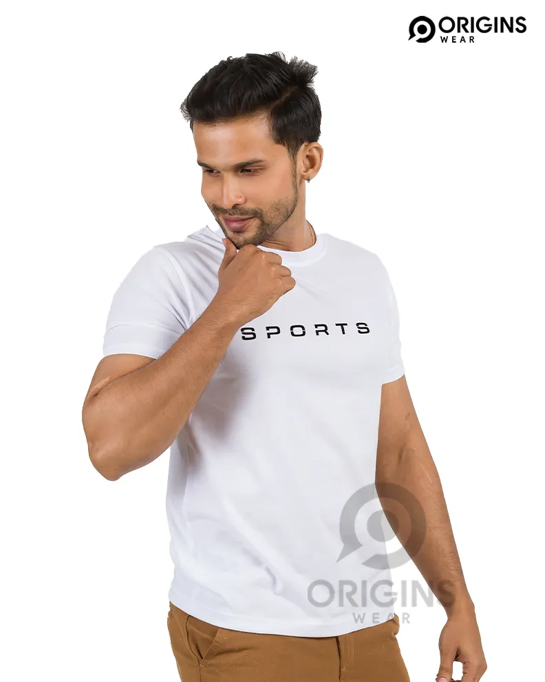 SPORTS White Colour Premium Cotton T-Shirt