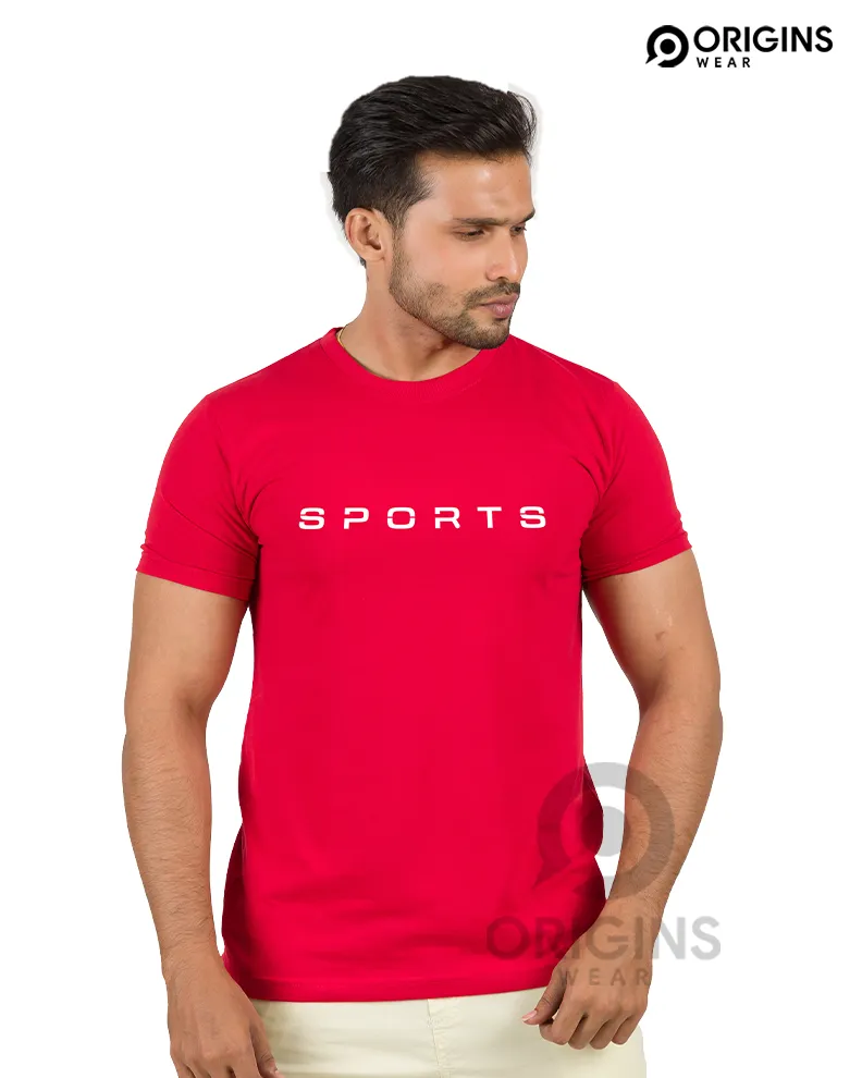 SPORTS Scarlet Red Colour Premium Cotton T-Shirt