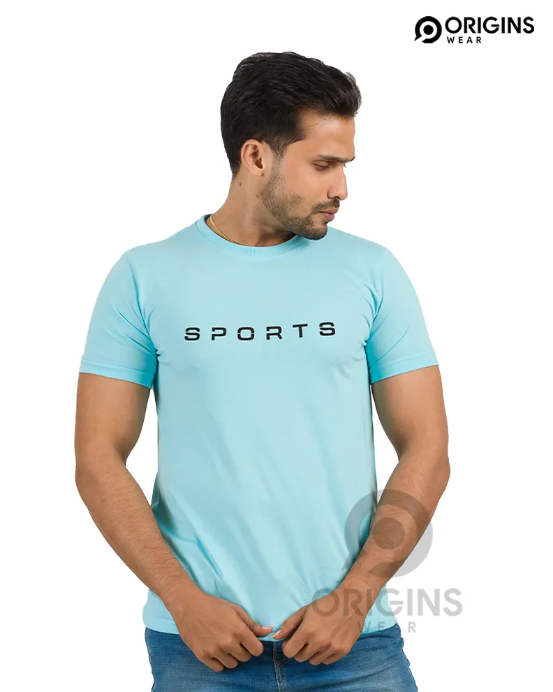 SPORTS Sky Blue Colour Premium Cotton T-Shirt