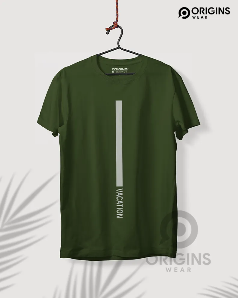Vacation  Army Green Colour Unisex Premium Cotton T-Shirt