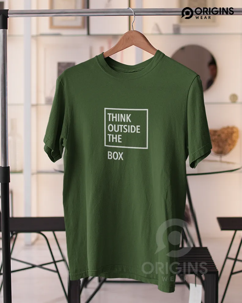 THINK Army Green Colour Unisex Premium Cotton T-Shirt