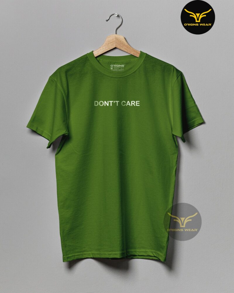 DONT'T-CARE Army Green Colour Unisex Premium Cotton T-Shirt