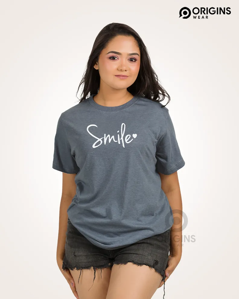 Smile Charcoal Gray Colour Unisex Premium Cotton T-Shirt