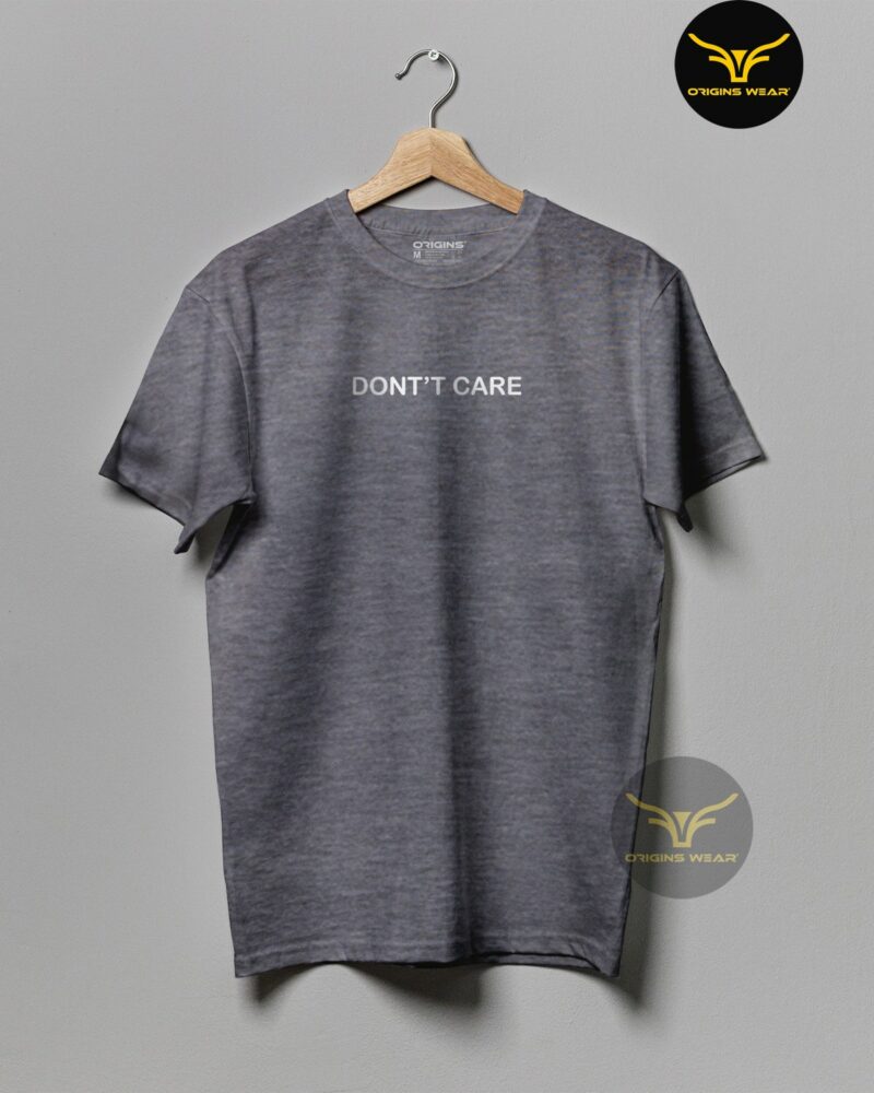 DONT'T-CARE Charcoal Gray Colour Unisex Premium Cotton T-Shirt
