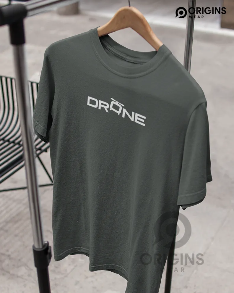 Drone Charcoal Gray Colour Unisex Premium Cotton T-Shirt