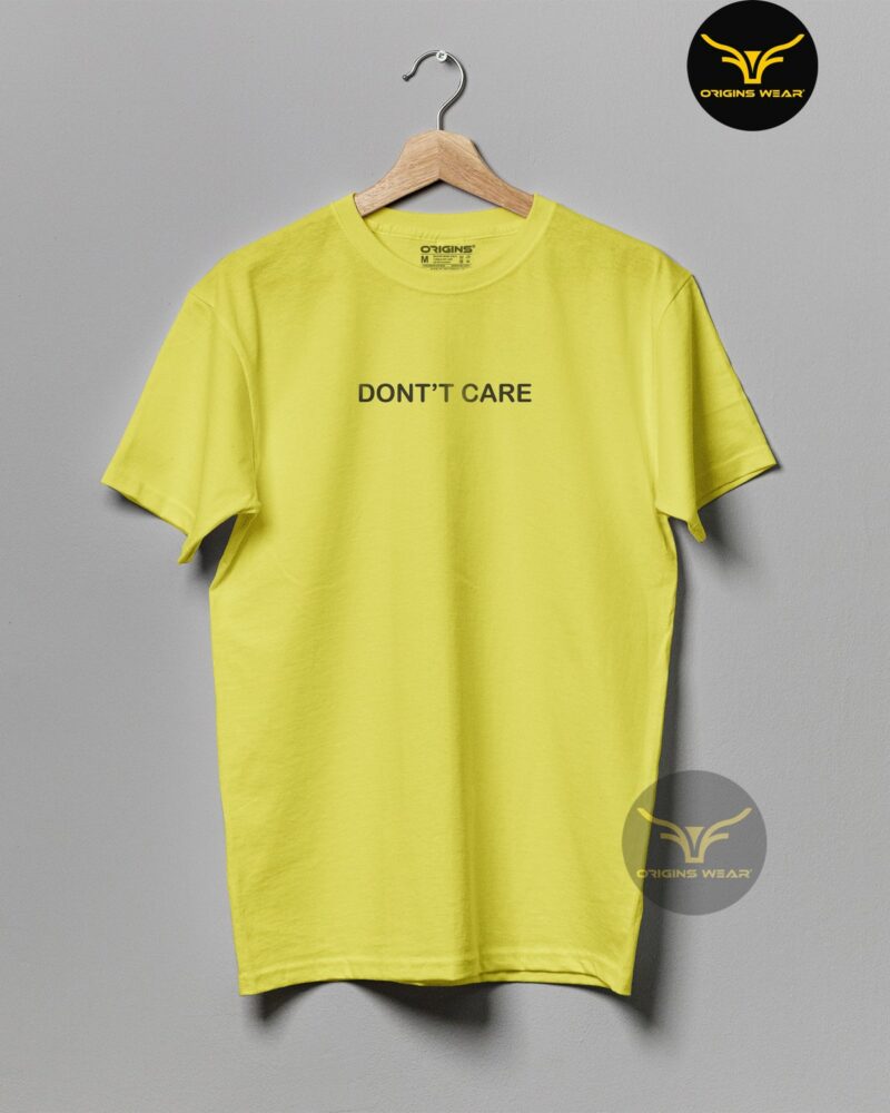 DONT'T-CARE Lemon Yellow Colour Unisex Premium Cotton T-Shirt