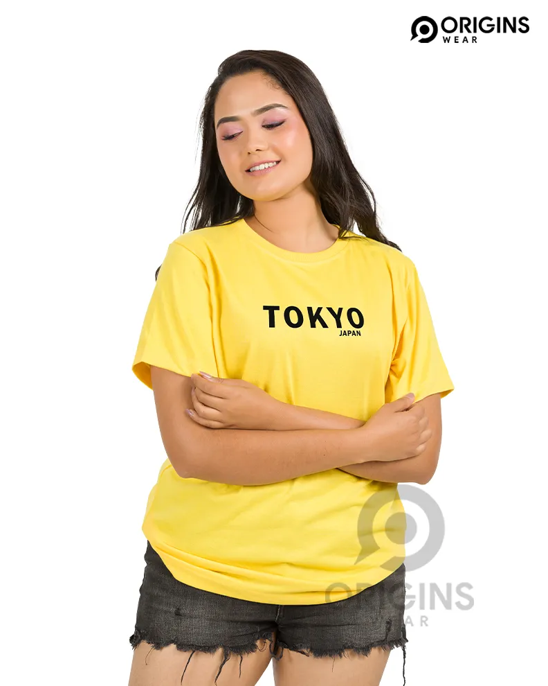 TOKYO Lemon Yellow Colour Unisex Premium Cotton T-Shirt