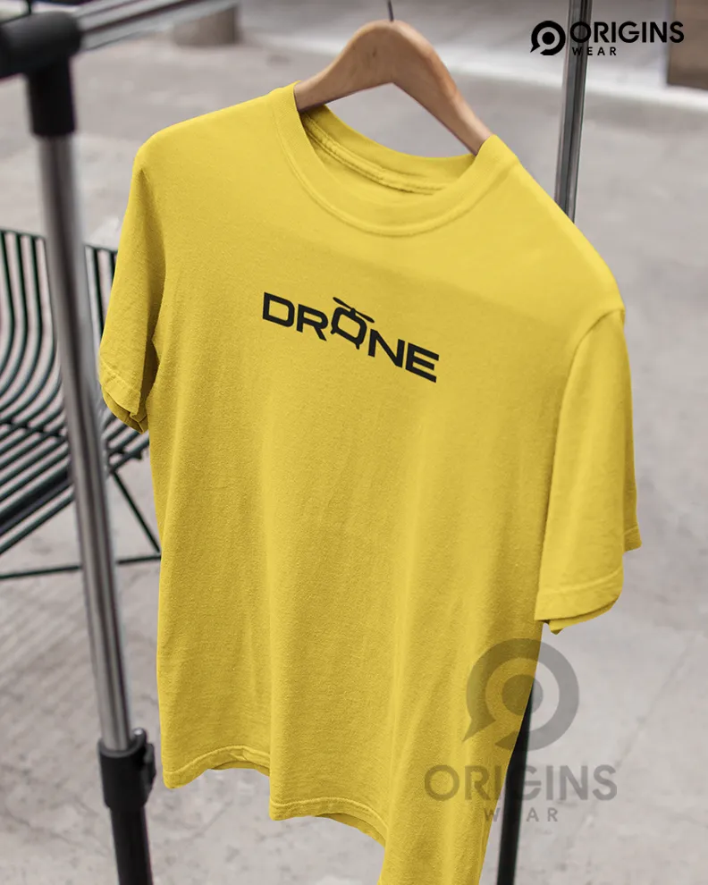Drone Lemon Yellow Colour Unisex Premium Cotton T-Shirt