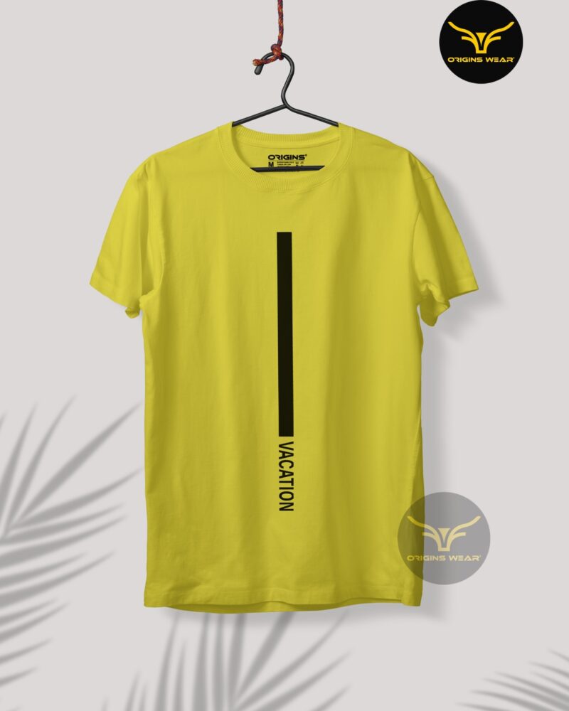 Vacation Lemon Yellow Colour Unisex Premium Cotton T-Shirt