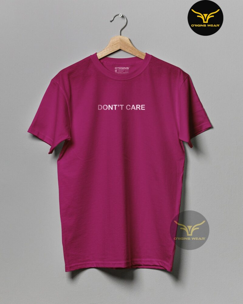 DONT'T-CARE Maroon  Colour Unisex Premium Cotton T-Shirt