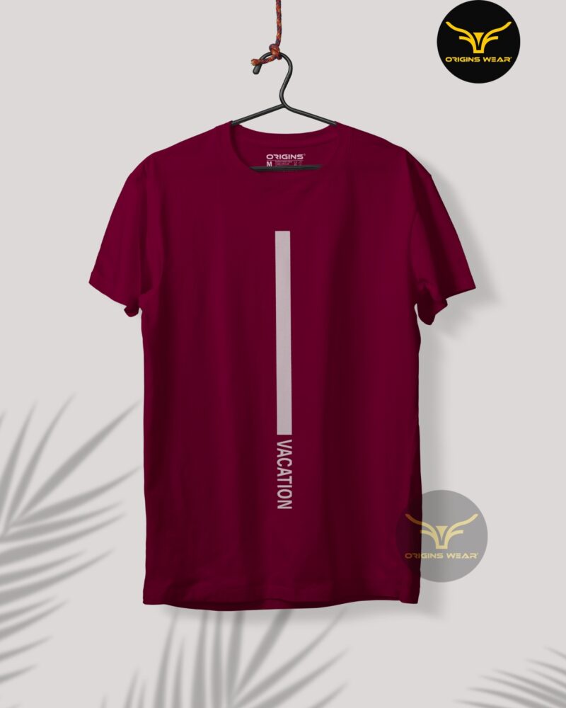 Vacation Maroon Colour Unisex Premium Cotton T-Shirt