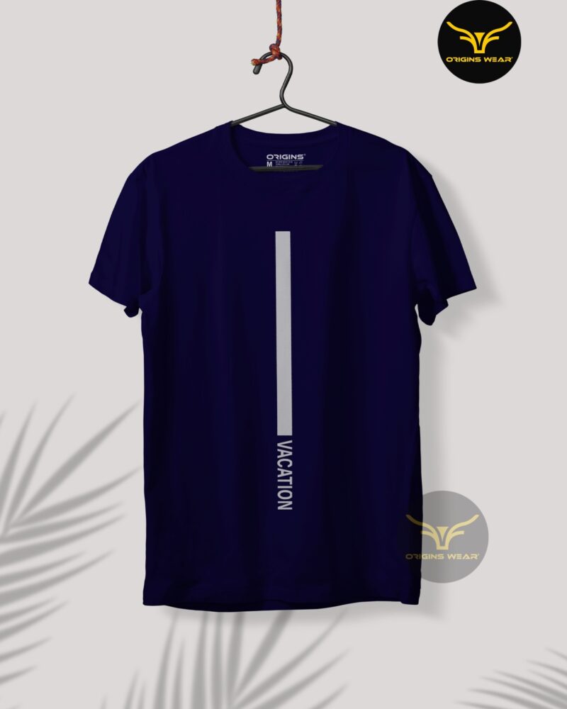 Vacation Navy Blue Colour Unisex Premium Cotton T-Shirt