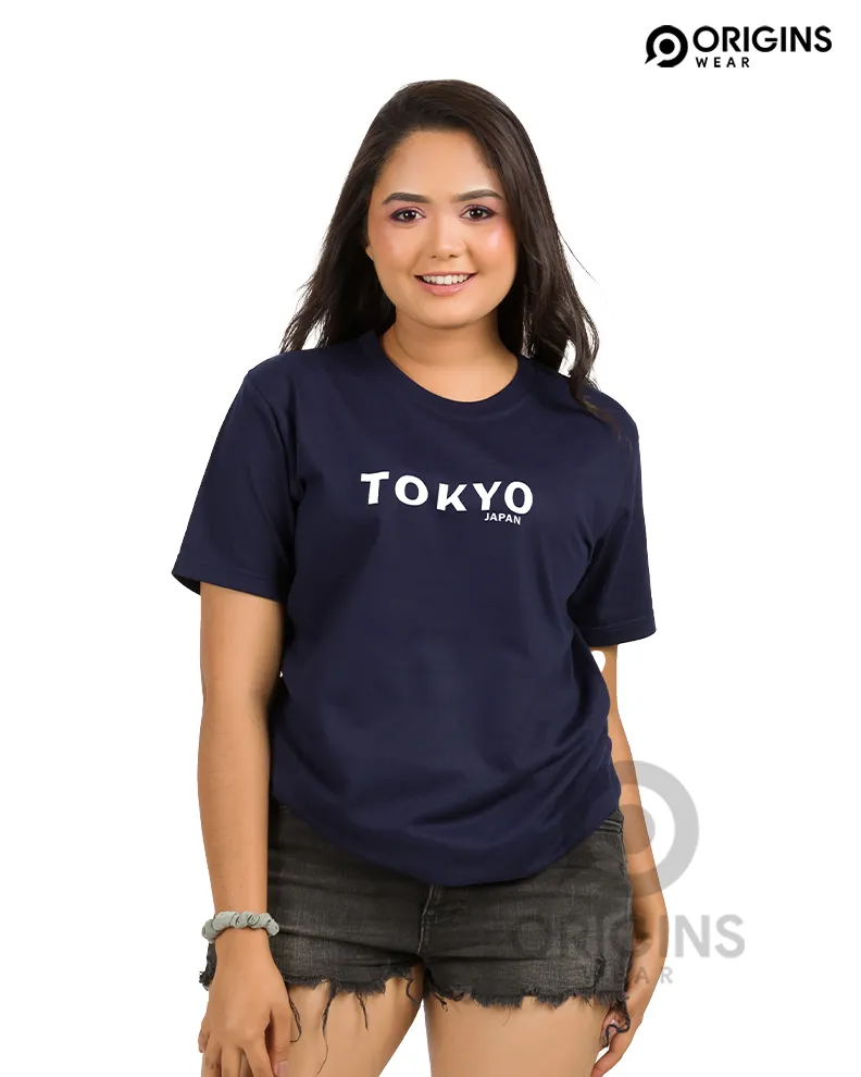 TOKYO Navy Blue Colour Unisex Premium Cotton T-Shirt