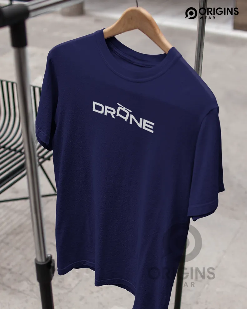 Drone Navy Blue Colour Unisex Premium Cotton T-Shirt