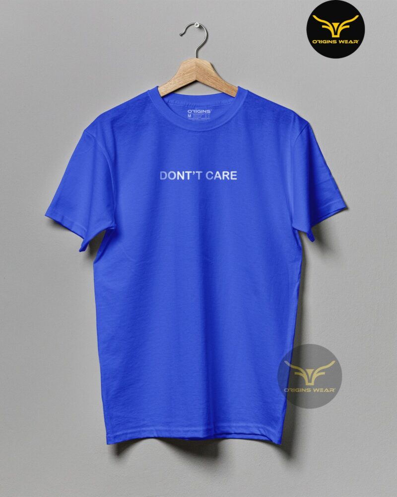 DONT'T-CARE Royal Blue Colour Unisex Premium Cotton T-Shirt